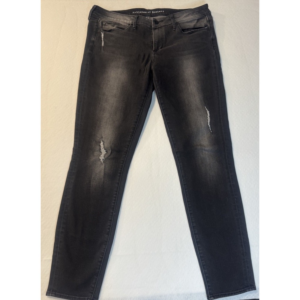 Articles of Society Skinny Jeans Distressed Faded Black Denim Size 31